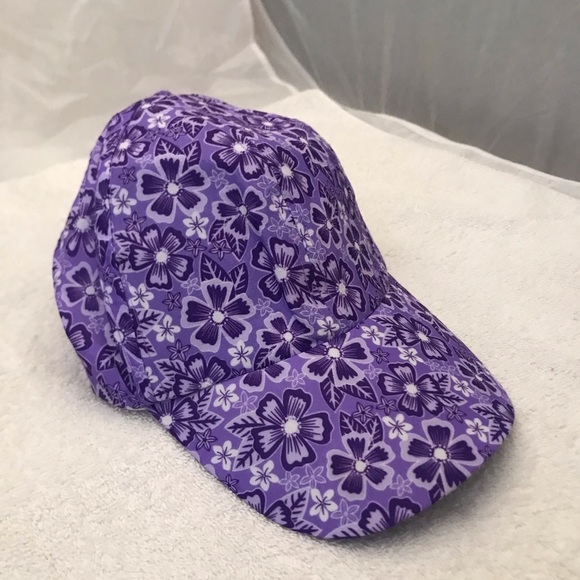 Girl's Adjustable Purple Floral Designer Hat - Picture 10 of 11